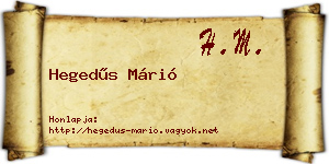 Hegedűs Márió névjegykártya